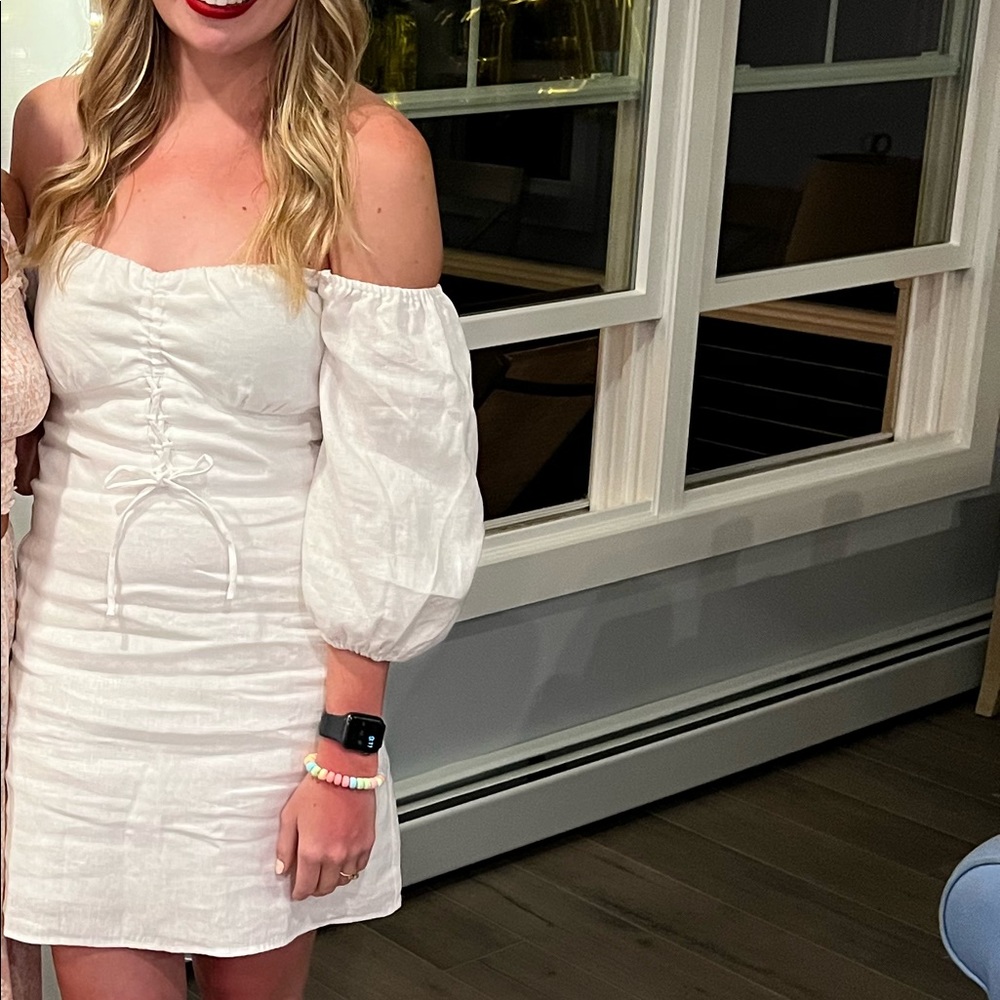 Reformation white linen mini dress